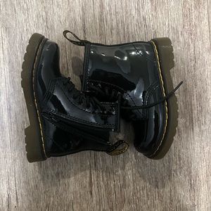 Dr. Martens Toddler Black Patent Leather Lace Up Boots